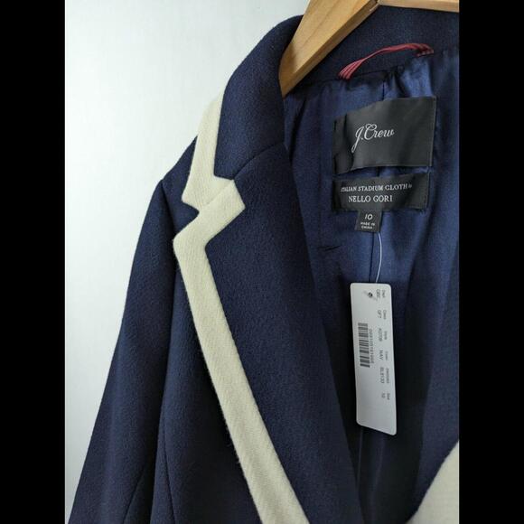 [SOLD] NWT J CREW Womens Sz 10 Tipped Topcoat Navy Blue Belted K0708 - Picture 6 of 9